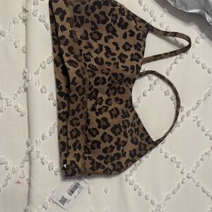 lululemon Flow Y Nulu Sports Bra Brown Leopard Print NWT Size 6